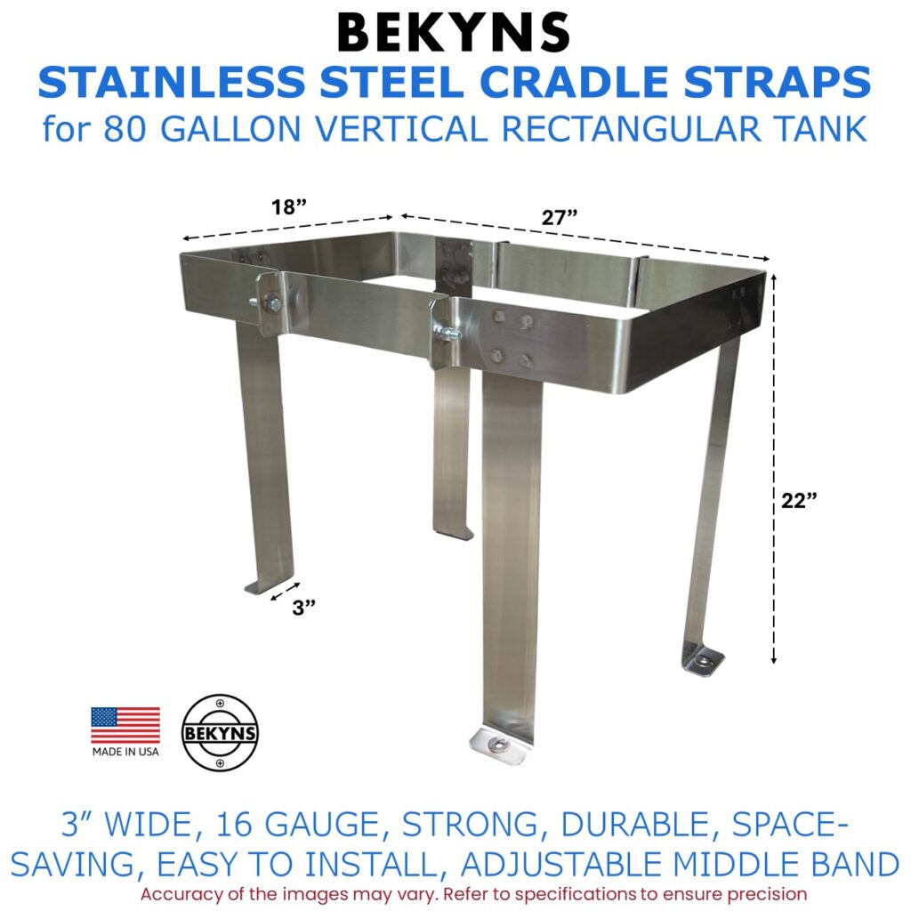 Bekyns Stainless Cradle Band Straps for 80 Gallon Vertical Flat Bottom Utility Tanks