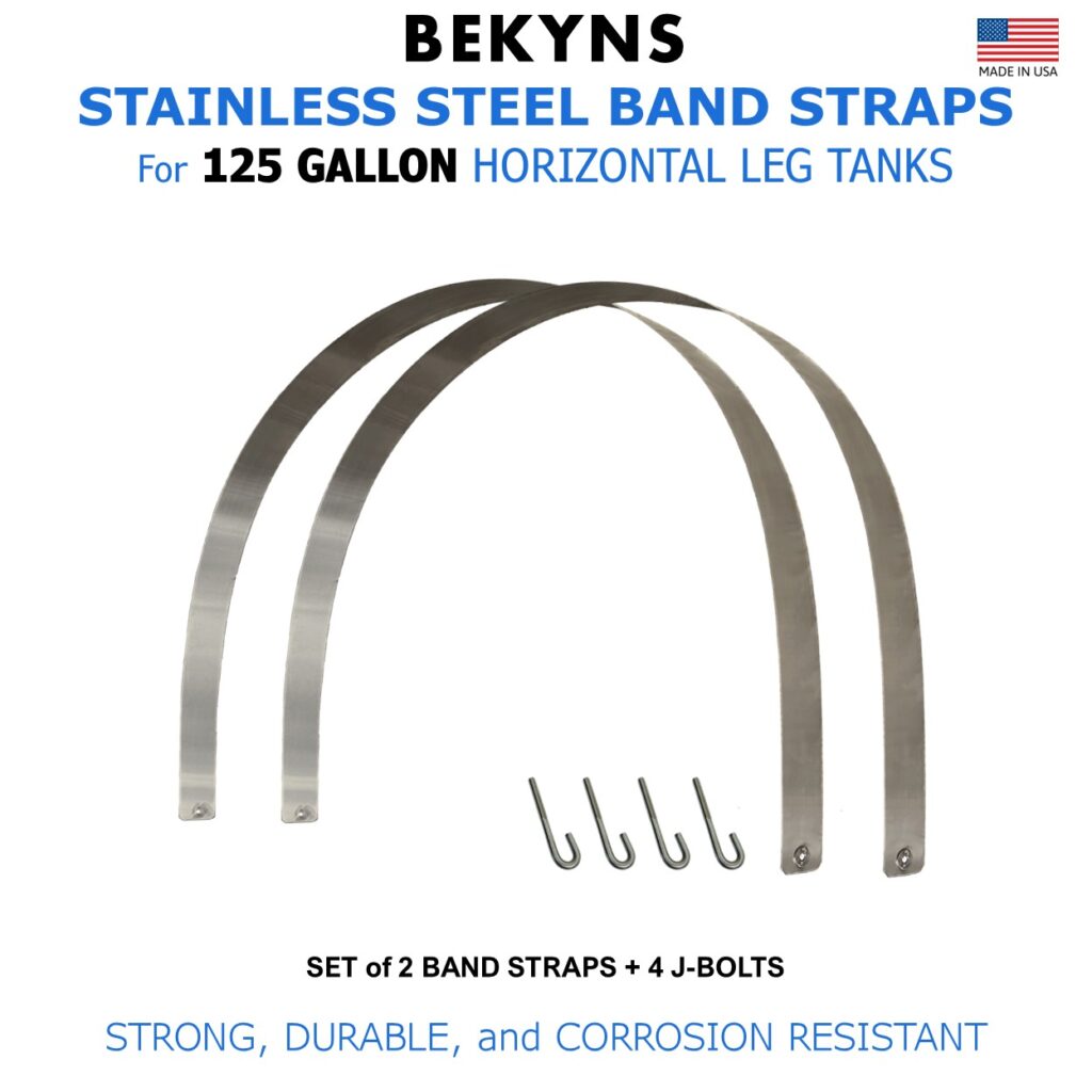Bekyns Stainless Steel Band Straps for 125 Gallon Horizontal Leg Tank - Set of 2