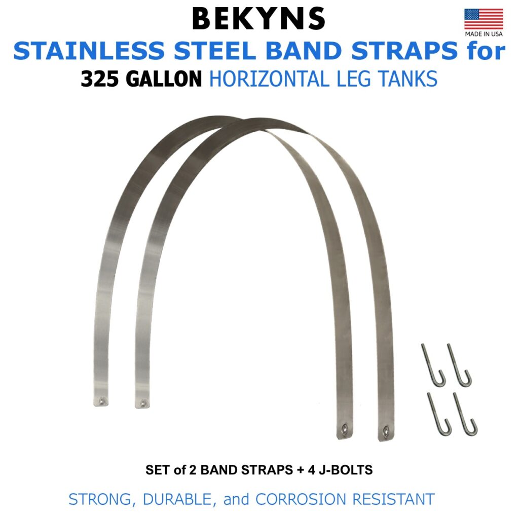 Bekyns Stainless Steel Band Straps for 325 Gallon Horizontal Leg Tank - Set of 2