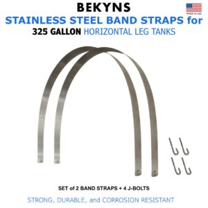 Bekyns Stainless Steel Band Straps for 325 Gallon Horizontal Leg Tank - Set of 2