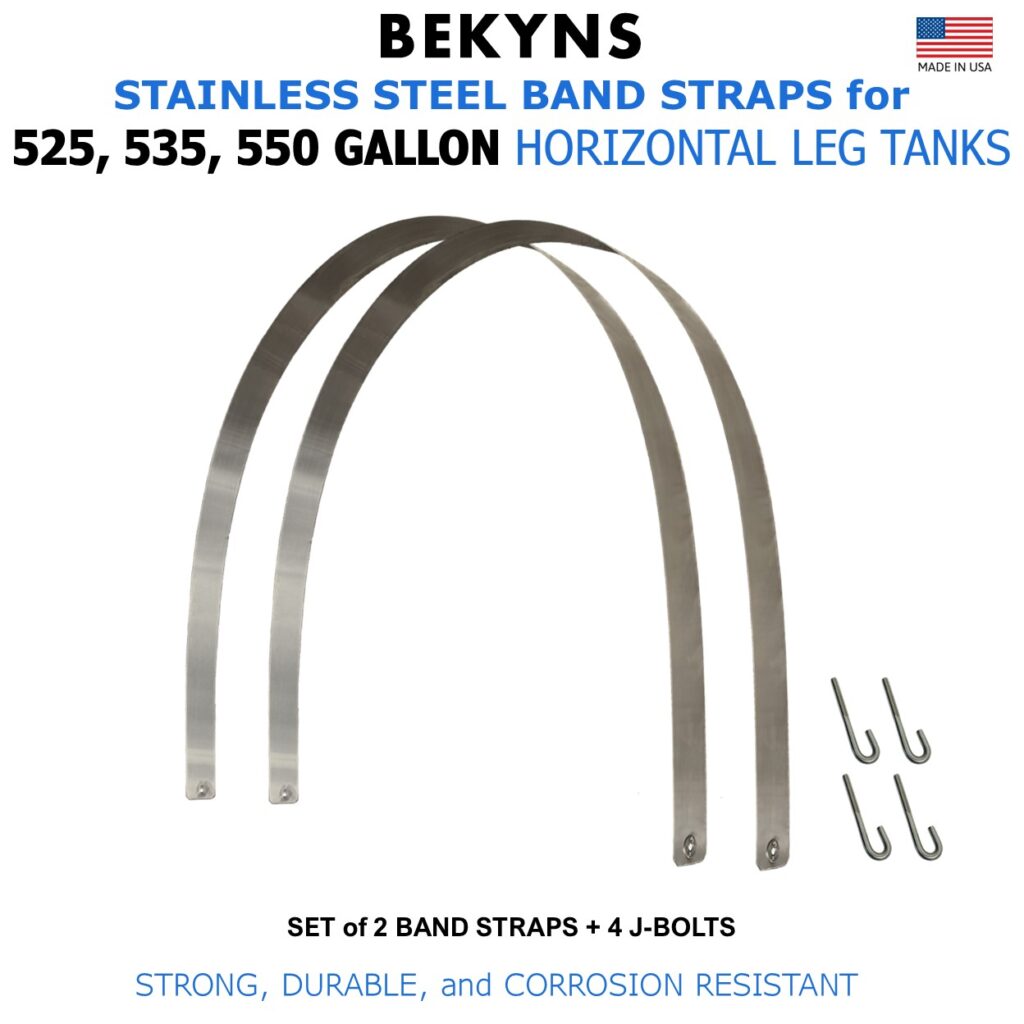 Bekyns Stainless Band Straps for 525 to 550 Gal Horizontal Leg Tanks - Set of 2