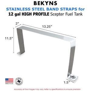Bekyns Stainless Steel Band Straps for 12 Gal Scepter Rectangular Marine High Profile Fuel Tank - Set of 2