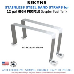 Bekyns Stainless Steel Band Straps for 12 Gal Scepter Rectangular Marine High Profile Fuel Tank - Set of 2