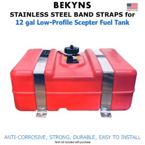 Bekyns Stainless Steel Band Straps for 12 Gal Scepter Rectangular Marine Low Profile Fuel Tank - Set of 2
