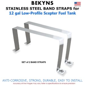 Bekyns Stainless Steel Band Straps for 12 Gal Scepter Rectangular Marine Low Profile Fuel Tank - Set of 2