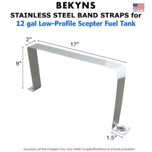 Bekyns Stainless Steel Band Straps for 12 Gal Scepter Rectangular Marine Low Profile Fuel Tank - Set of 2