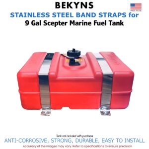 Bekyns Stainless Steel Band Straps for 9 Gal Scepter Rectangular Marine Fuel Tank - Set of 2