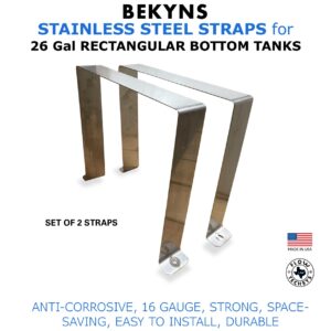 Bekyns Stainless Steel Band Straps for 26 Gallon Rectangular Tank - Set of 2