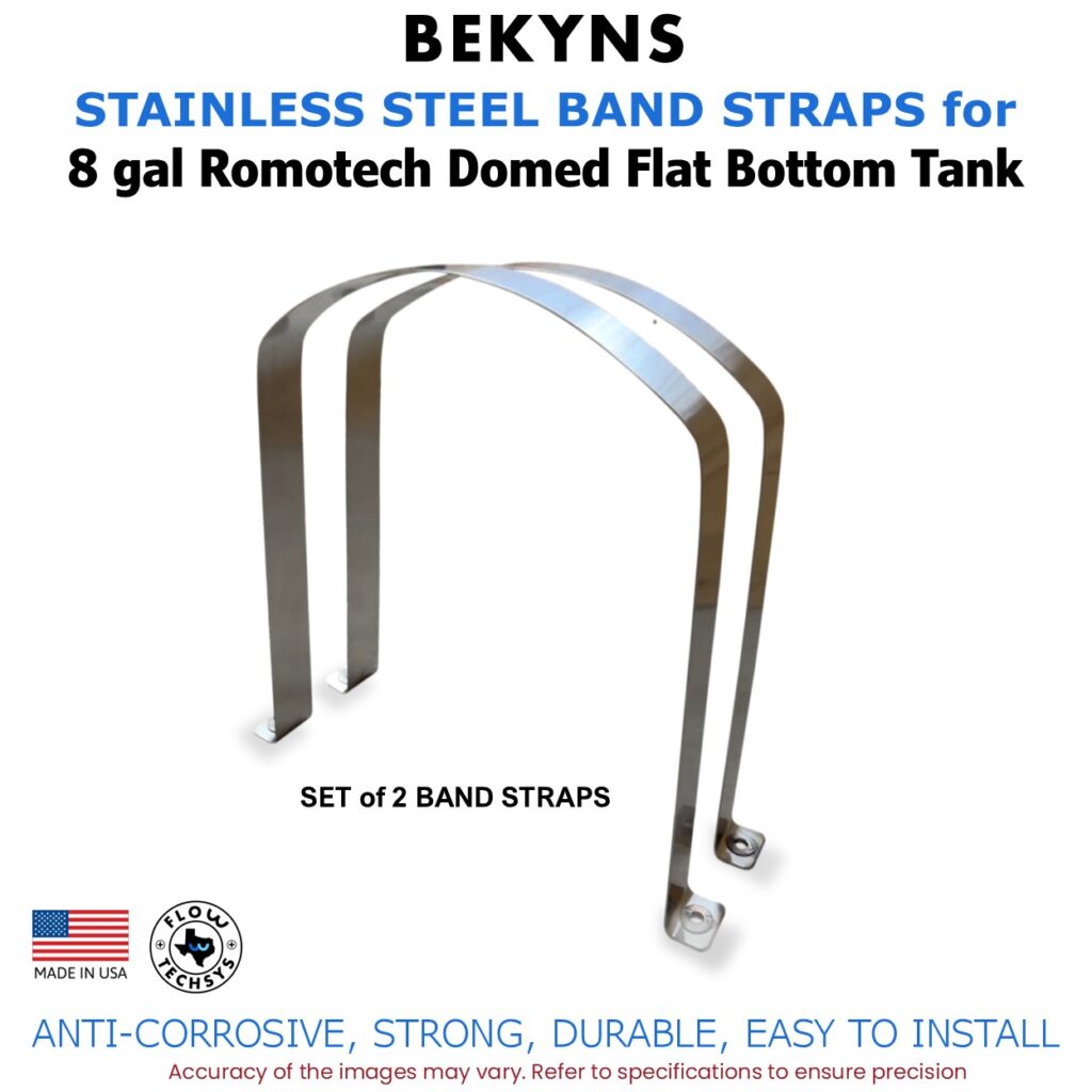 Bekyns Stainless Steel Band Straps for 8 Gallon Domed Flat Bottom Romotech Tank - set of 2