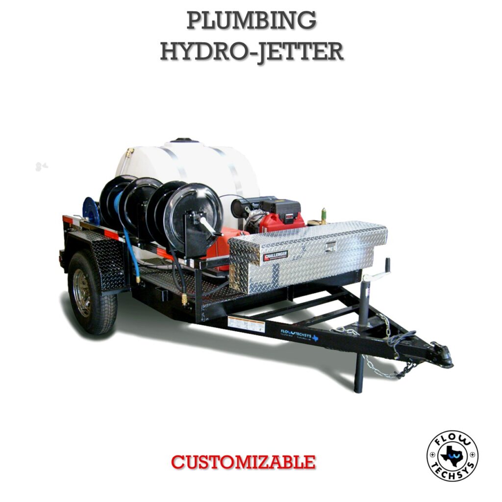 Python 882 - Sewage Plumbing Hydro Jetter 8ft Trailer 8 GPM@3000 Cold PW 200' Jetter Hose 225 gal tank