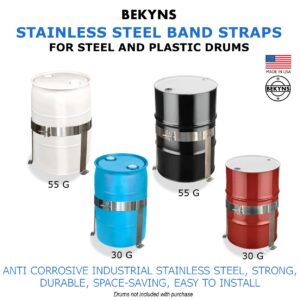 Bekyns Stainless Steel Cradle Band Straps for 55 Gallon Plastic Drums