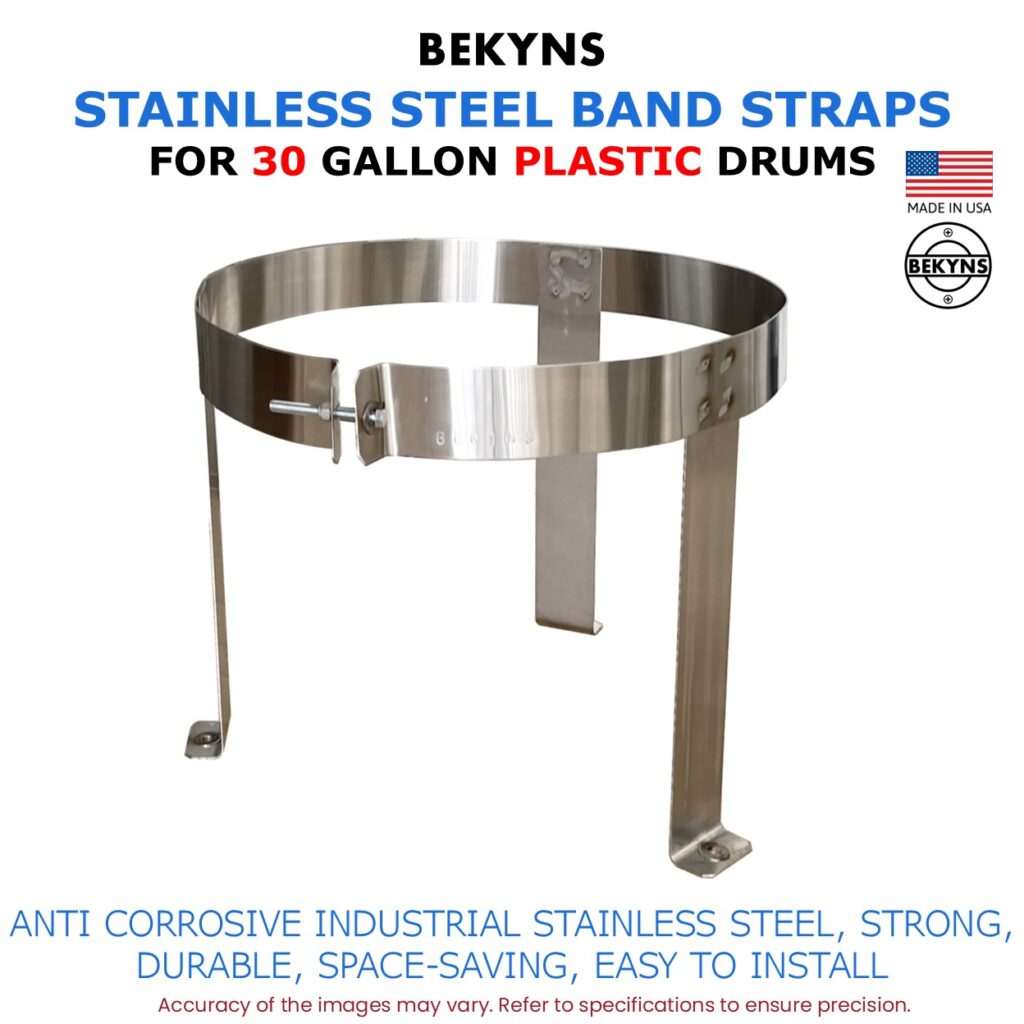 Bekyns Stainless Steel Cradle Band Straps for 30 Gallon Plastic Drums