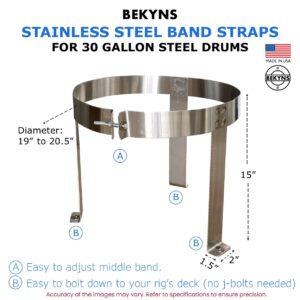 Bekyns Stainless Steel Cradle Band Straps for 30 Gallon Steel Drums