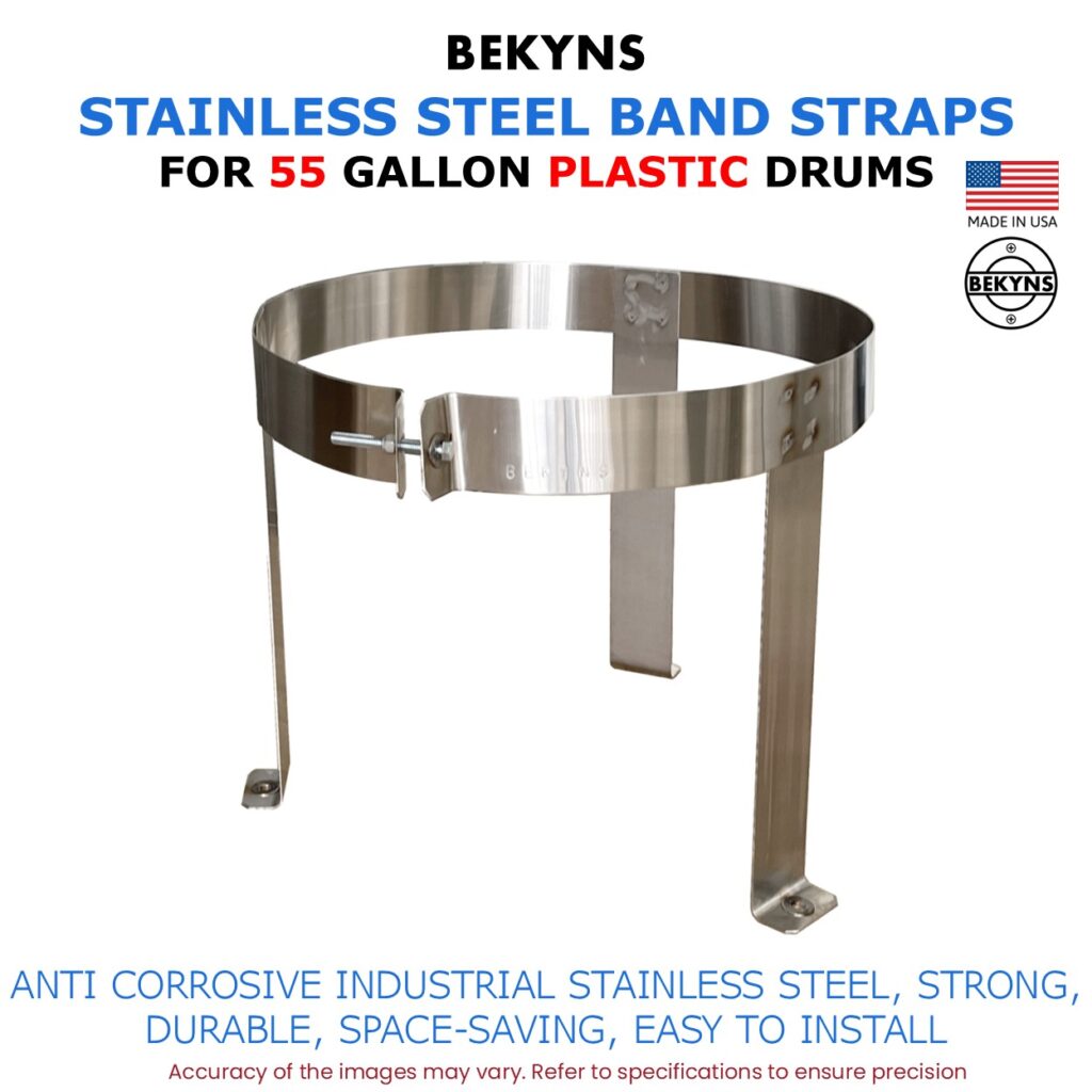 Bekyns Stainless Steel Cradle Band Straps for 55 Gallon Plastic Drums