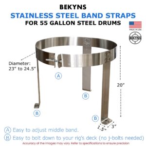 Bekyns Stainless Steel Cradle Band Straps for 55 Gallon Steel Drums