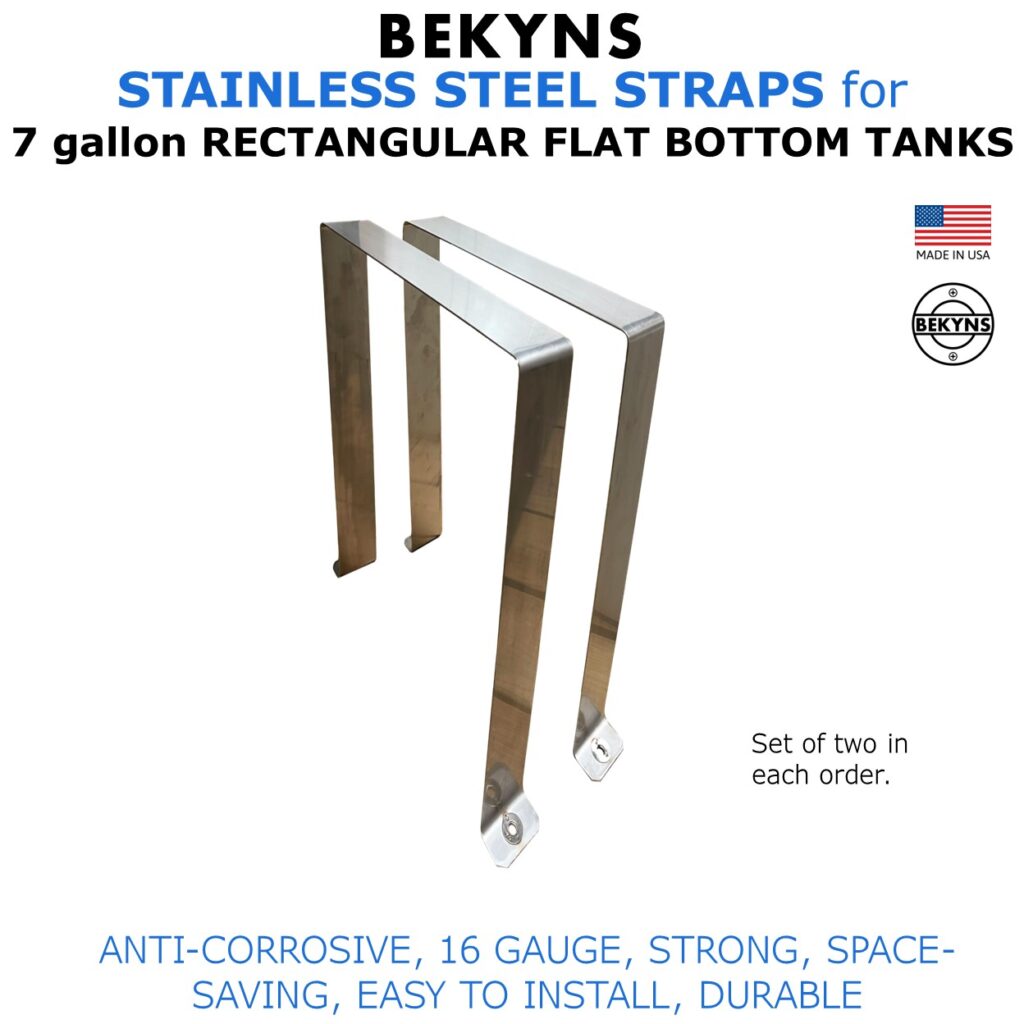 Bekyns Stainless Steel Band Straps for 7 Gal Rectangular Tank (Ace Rotomold, Norwesco, Den Hartog) - Set of 2
