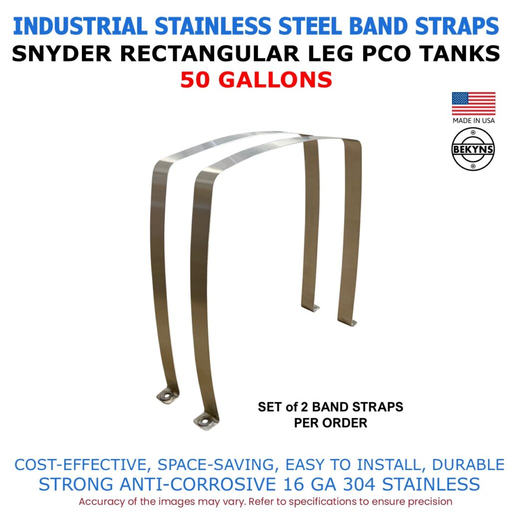 Bekyns Stainless Steel Band Straps for 50 Gallon Snyder Rectangular Utility PCO Tank - set of 2