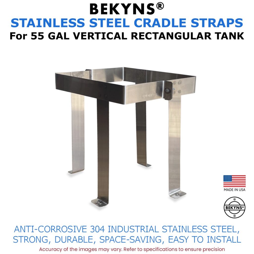 Bekyns Stainless Cradle Band Straps for 55 Gallon Flat Bottom Rectangular Vertical Tanks