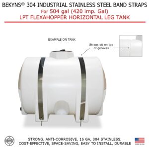 Bekyns Stainless Band Straps for 504 Gal (420 imp. gal) LPT Flexahopper Horizontal Leg Tank - Set of 2