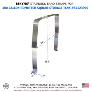 Bekyns Stainless Band Straps for 100 Gallon Romotech Square Tank # 82123929 - set of 2