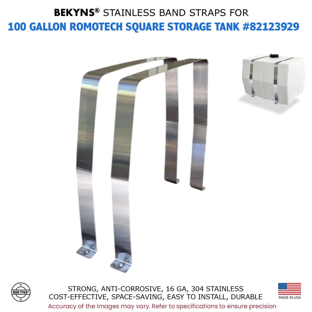 Bekyns Stainless Band Straps for 100 Gallon Romotech Square Tank # 82123929 - set of 2