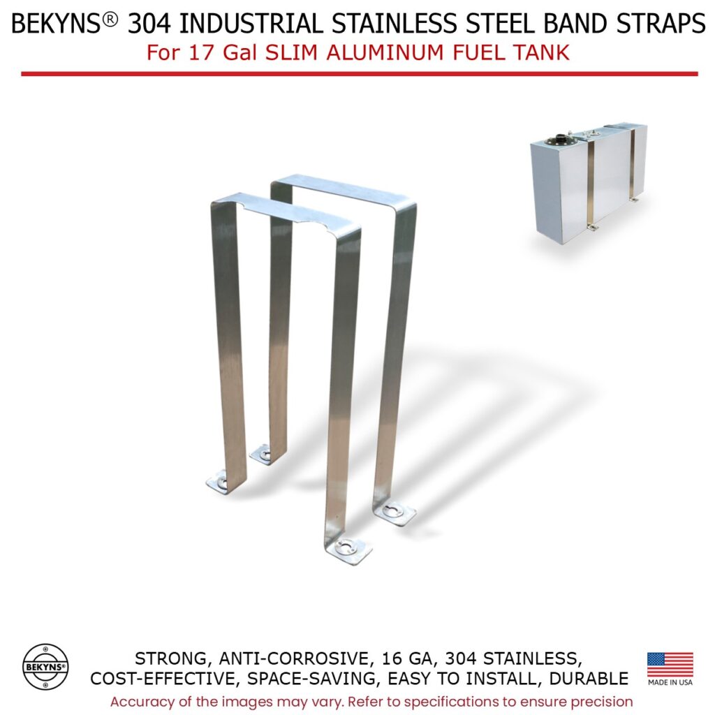 Bekyns Stainless Band Straps for 17 Gal Slim Aluminum Fuel Tank - set of 2