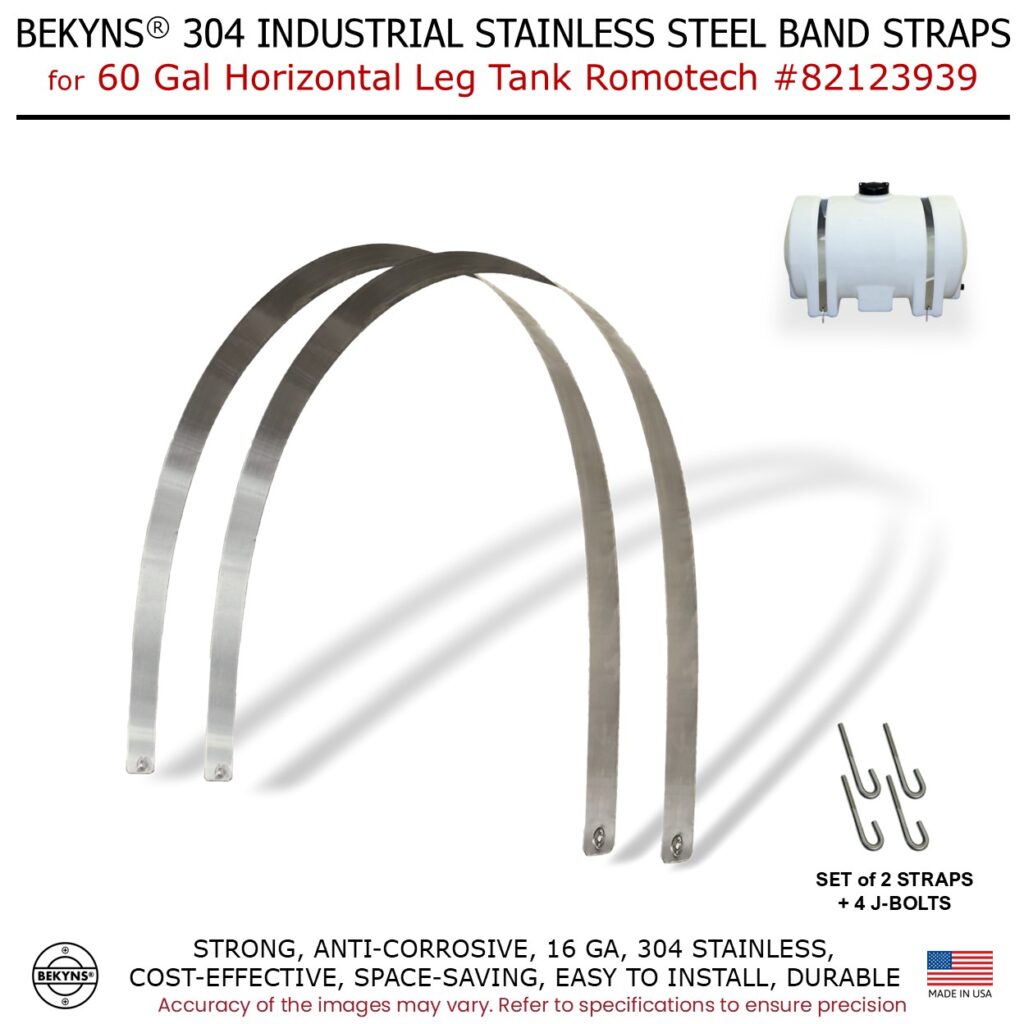 Bekyns Stainless Band Straps for 60 Gal Horizontal Leg Tank Romotech # 82123939