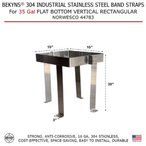 Bekyns Stainless Cradle Band Straps for 35 Gallon Flat Bottom Vertical Rectangular Tanks - Norwesco 44783