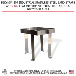 Bekyns Stainless Cradle Band Straps for 35 Gallon Flat Bottom Vertical Rectangular Tanks - Norwesco 44783