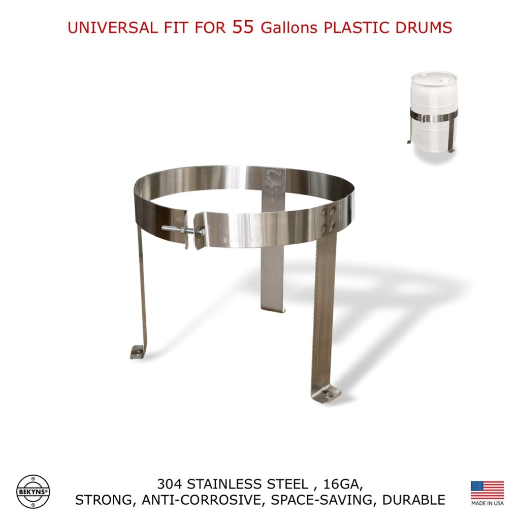 Bekyns Stainless Cradle Bracket Straps for 55 Gallon Plastic Drums - Universal fit