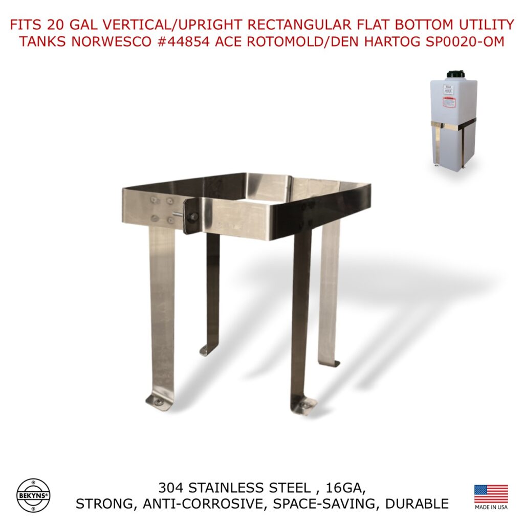 Bekyns Stainless Cradle Straps Brackets for 20 Gallon Flat Bottom Rectangular Upright Vertical Tanks - Universal Fit