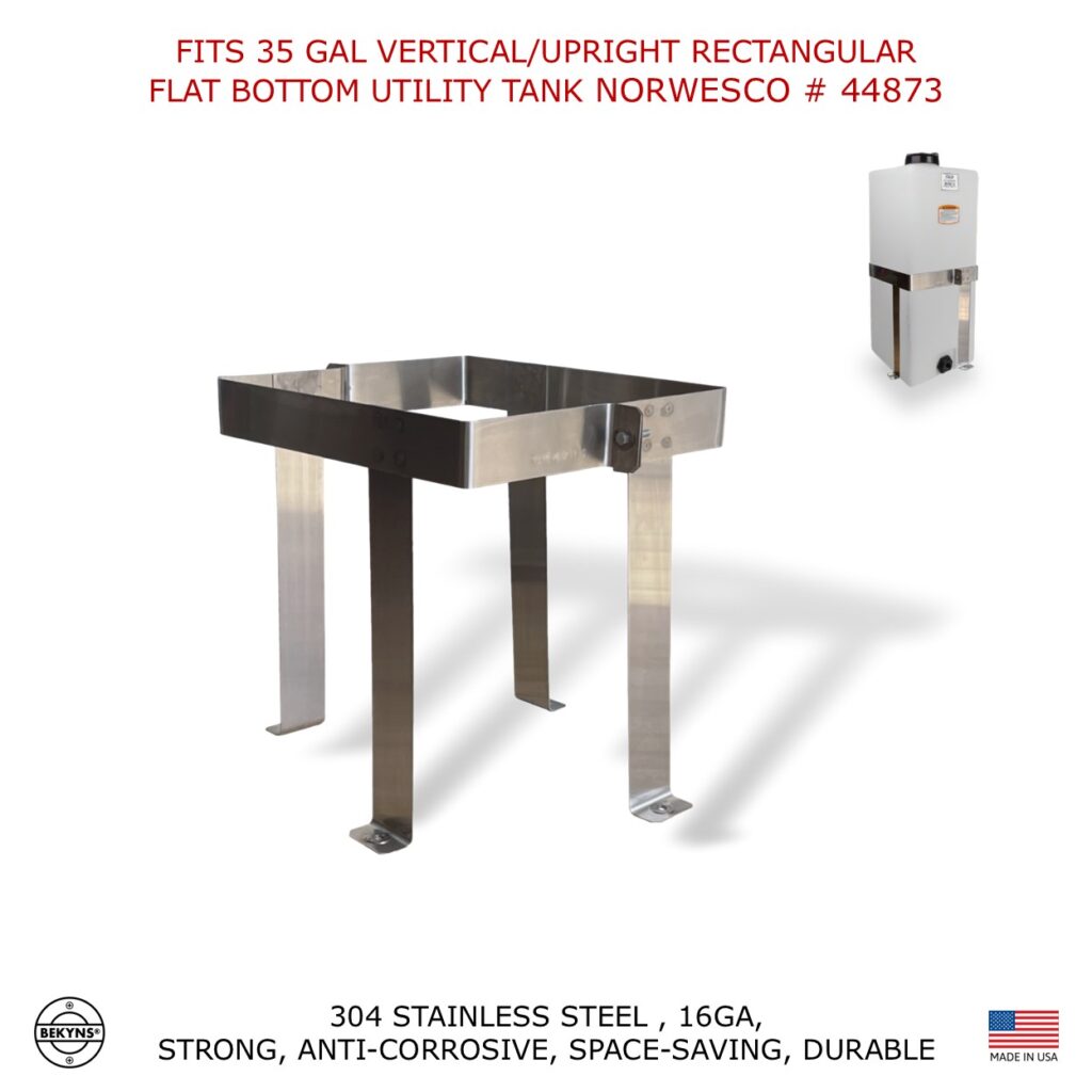 Bekyns Stainless Cradle Bracket Straps for 35 Gallon Flat Bottom Vertical Rectangular Tanks - Norwesco 44783
