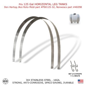 Bekyns Stainless Band Straps for 125 Gallon Horizontal Leg Tanks (Den Hartog/ Ace Roto-Mold, Norwesco) 