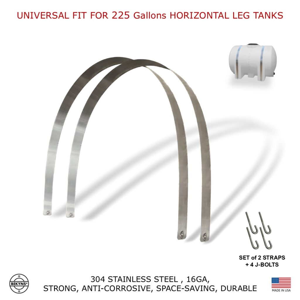 Bekyns Stainless Band Straps for 225 Gallon Horizontal Leg Tanks - Universal Fit
