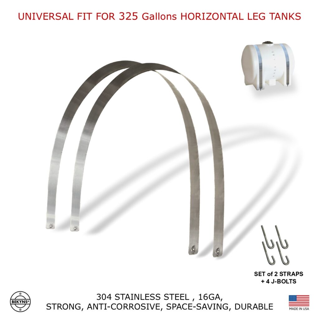 Bekyns Stainless Band Straps for 325 Gallon Horizontal Leg Tanks - Universal Fit
