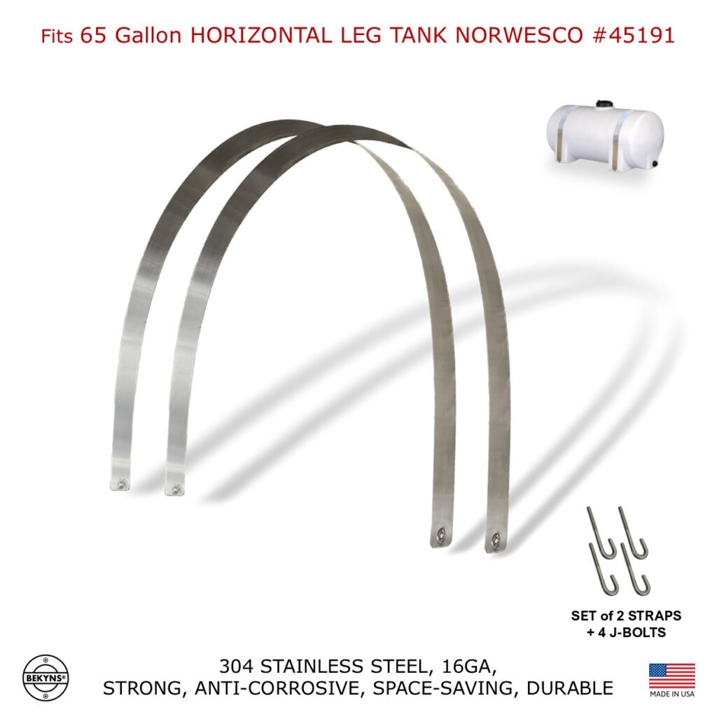 Bekyns Stainless Band Straps for 65 Gal Horizontal Leg Tank Norwesco #45191
