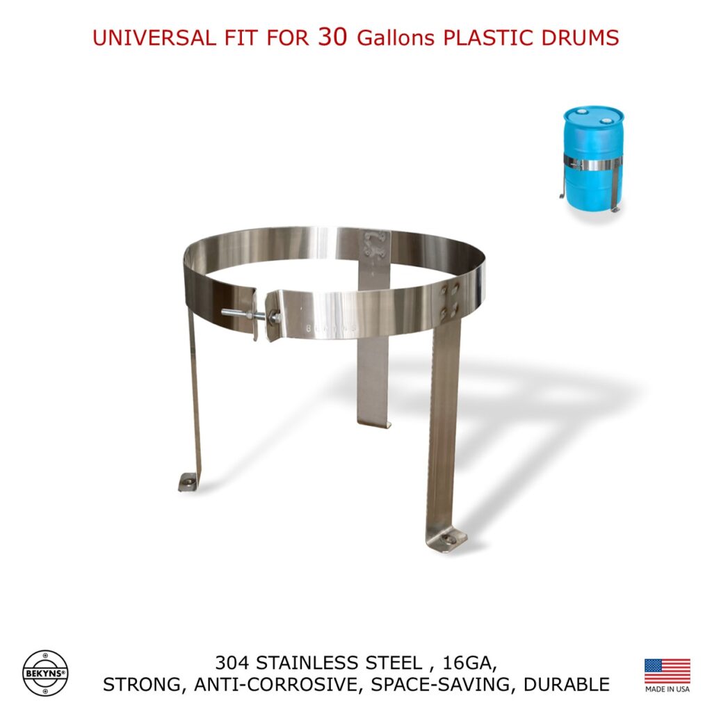 Bekyns Stainless Cradle Bracket Straps for 30 Gallon Plastic Drums - Universal fit