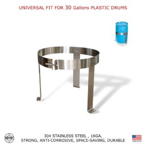 Bekyns Stainless Cradle Bracket Straps for 30 Gallon Plastic Drums - Universal fit