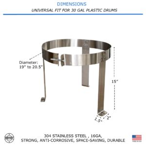 Bekyns Stainless Cradle Bracket Straps for 30 Gallon Plastic Drums - Universal fit