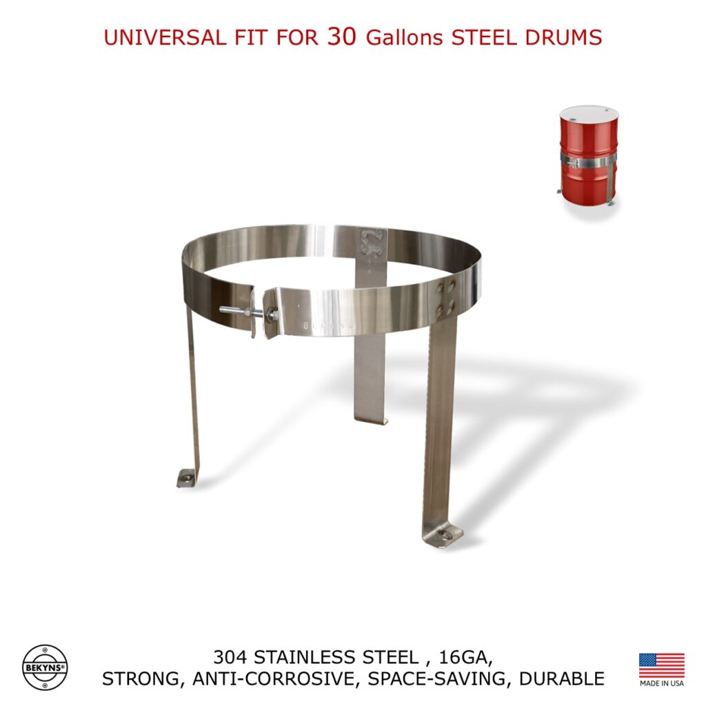 Bekyns Stainless Cradle Bracket Straps for 30 Gallon Steel Drums - Universal fit