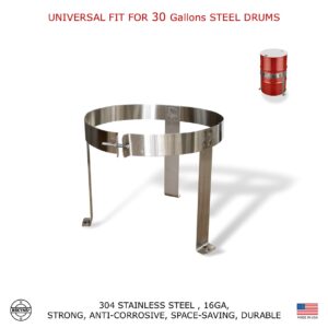 Bekyns Stainless Cradle Bracket Straps for 30 Gallon Steel Drums - Universal fit