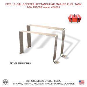 Bekyns Stainless Band Straps for 12 Gal Scepter Rectangular Marine Low Profile Fuel Tank #08669