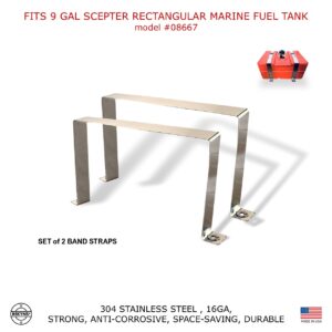 Bekyns Stainless Band Straps for 9 Gal Scepter Rectangular Marine Fuel Tank #08667