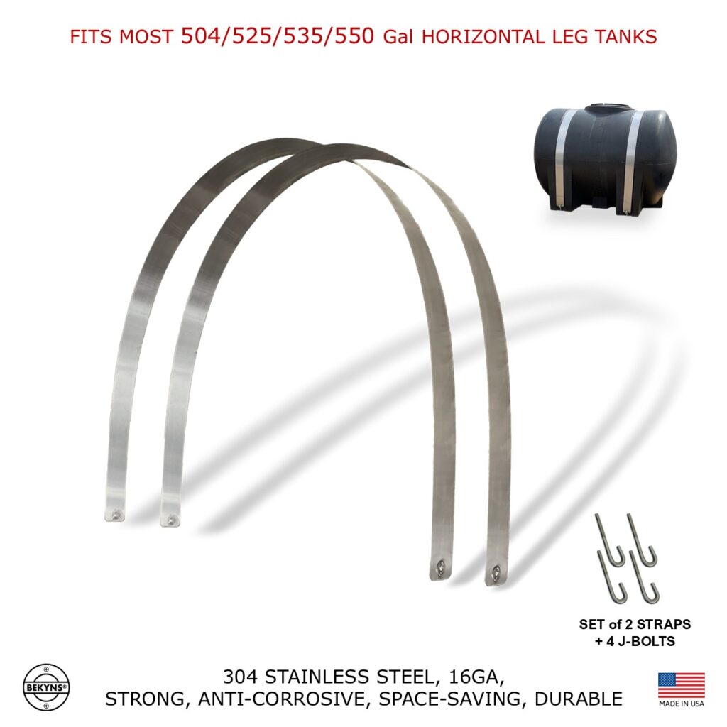 Bekyns Stainless Band Straps for 504, 525, 535, and 550 Gal Horizontal Leg Tanks
