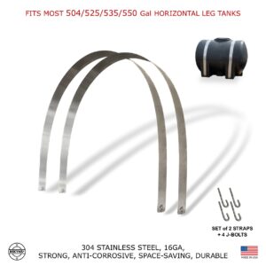 Bekyns Stainless Band Straps for 504, 525, 535, and 550 Gal Horizontal Leg Tanks
